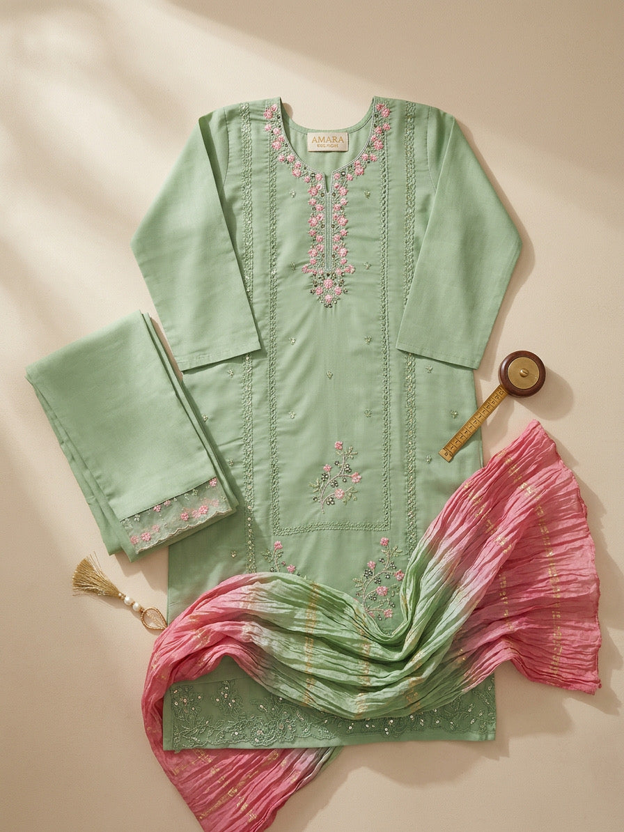 Embroidered Kurta Set with Dupatta