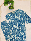 Indigo Ikat Printed Kurta Set