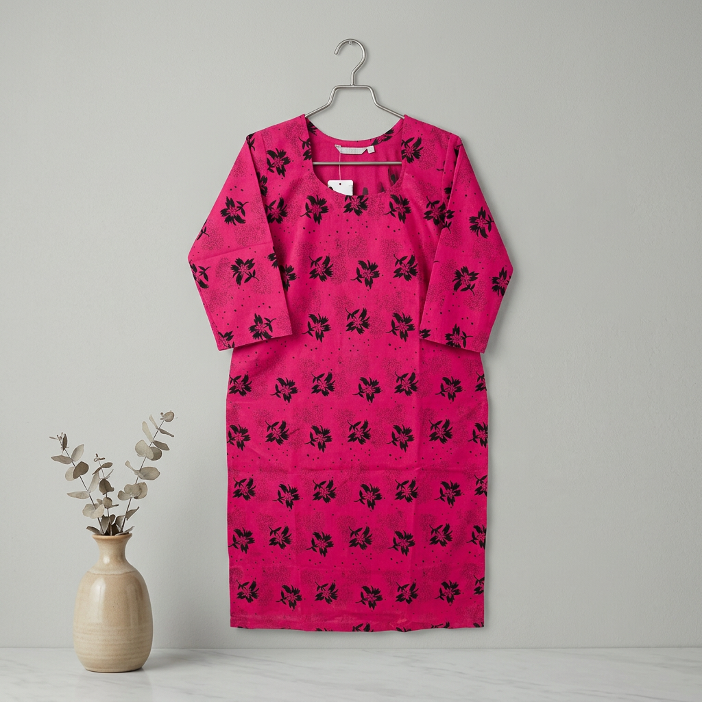 Pink Floral Printed Kurti